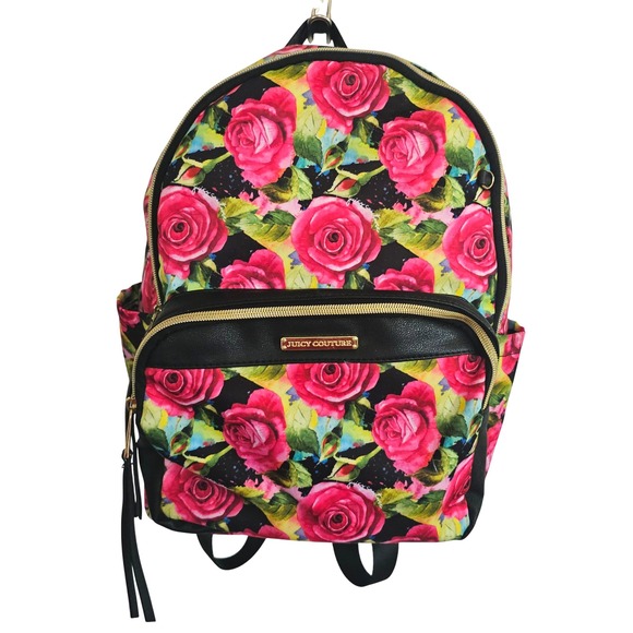 Juicy Couture Handbags - Juicy Couture Floral Roses Backpack Bookbag Gold Hardware Y2K Cute Pink School‎